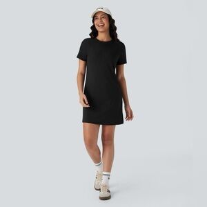 NEW HALARA Round Neck Short Sleeve Solid Mini Casaul Tee Dress Size Small